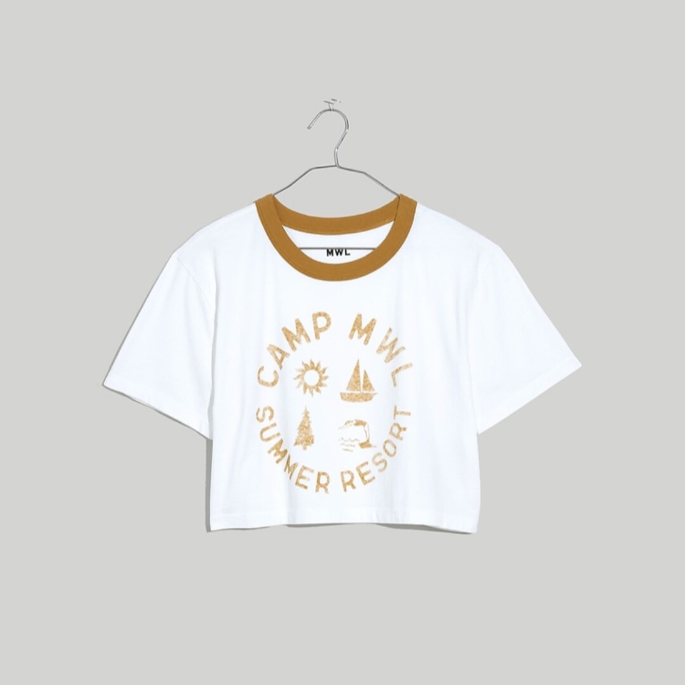 Madewell Camp Resort Ringer Crop Tee sz S